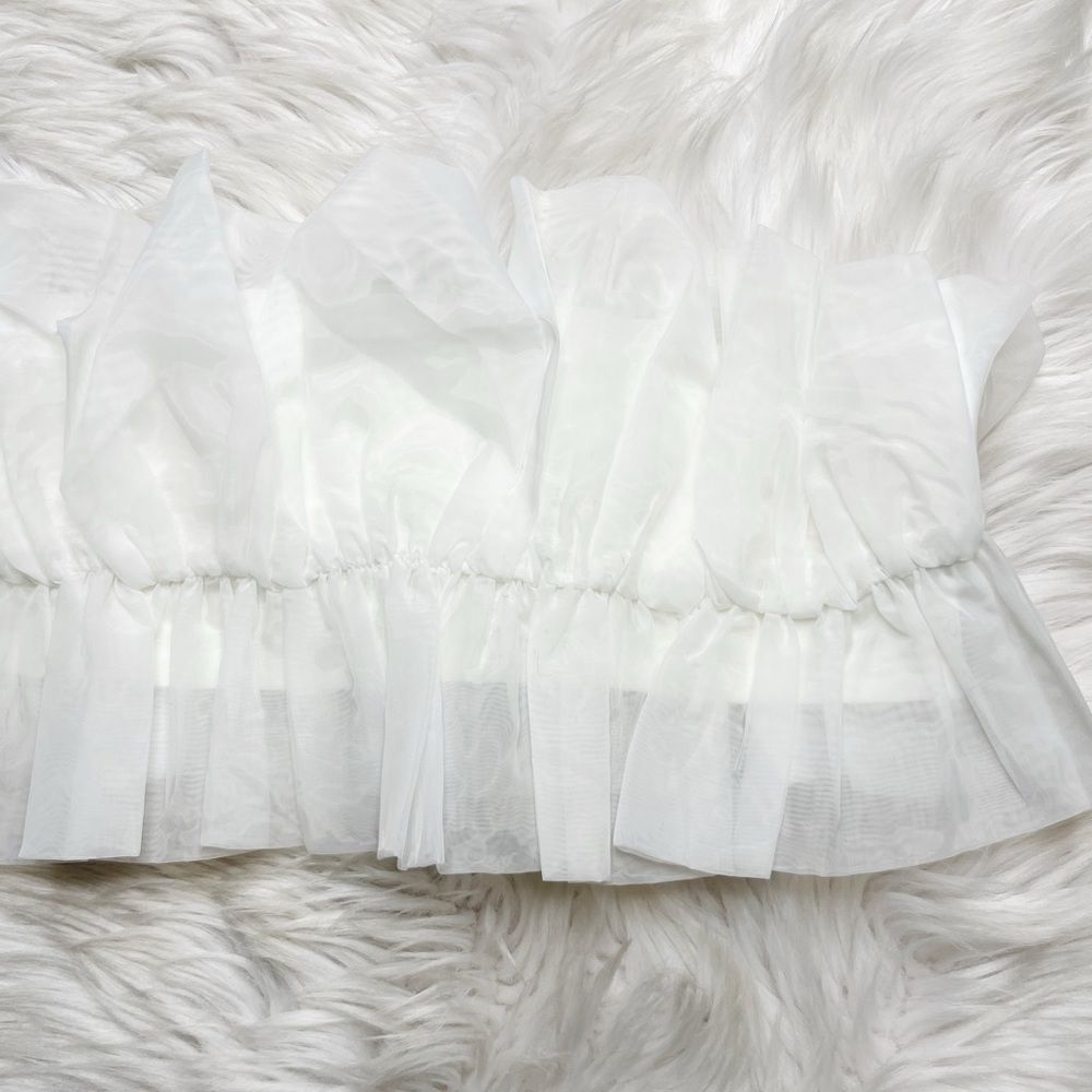 SHEIN Tulle Bachelorette Crop Top White Size Large